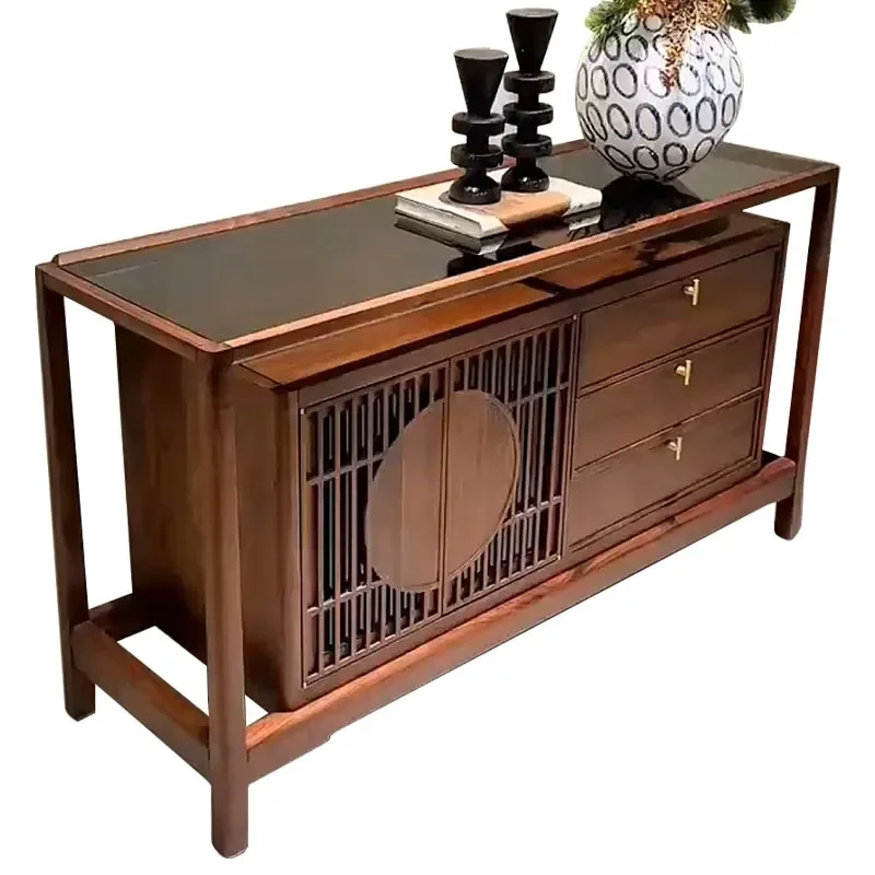 

New Chinese ebony sideboard, villa living room high-end entrance cabinet, home storage, storage, integrated decoration cabinet