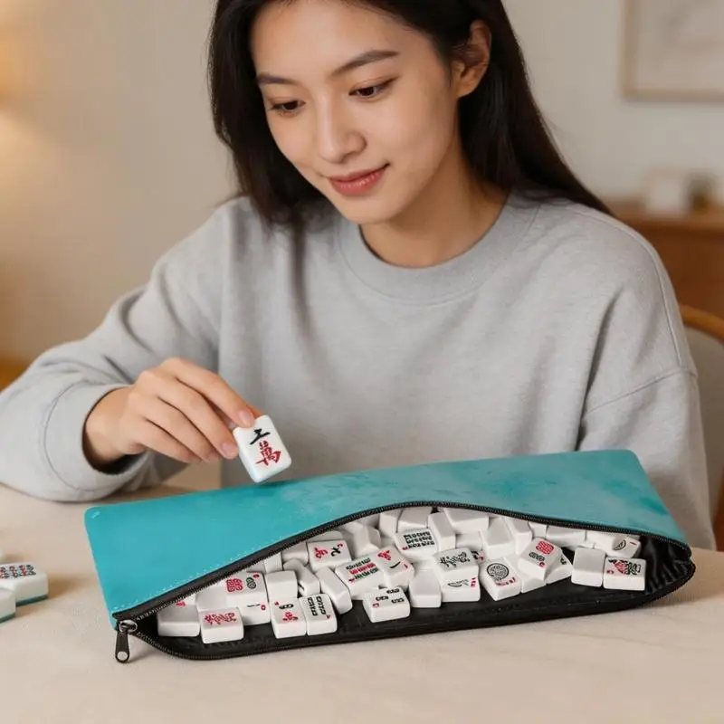 M5TC Mahjong Tile Bag With Spacious Interior Standard Mahjong Carrying Case Suitable for Holds Full Standard Tile Securely