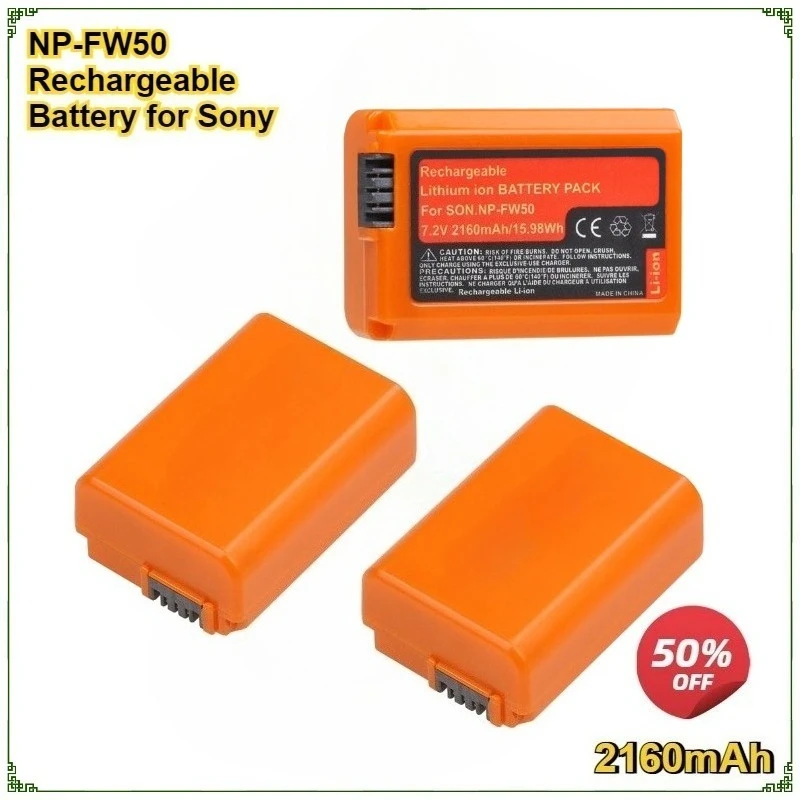 

2160mAh NP-FW50 NPFW50 Rechargeable Battery for Sony A6000 A6400 A6500 A6300 A7 A7II A7RII A7SII A7S A7S2 A7R2 A7R A500 A55