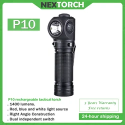 Nextorch P10 Mini tactical torch multi-function cornerlight red blue flash signal right anglelight industrial led flashlight edc