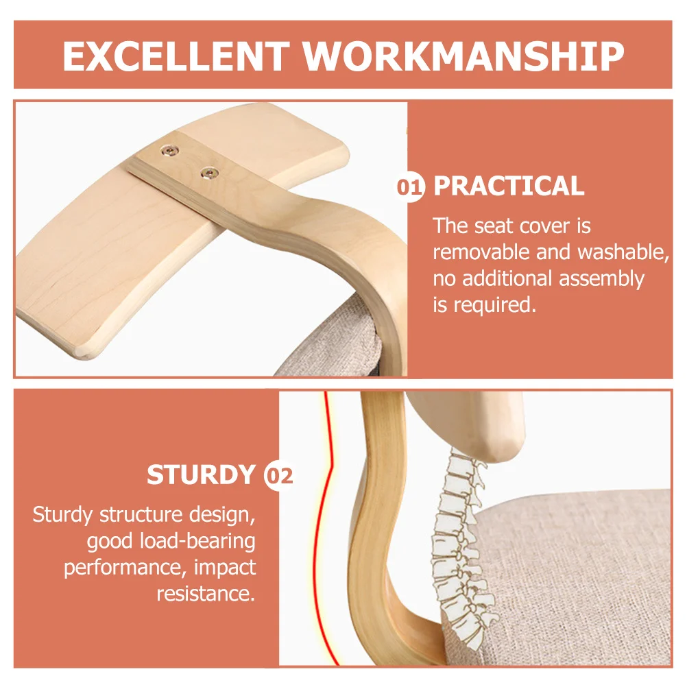 الأطفال كرسي خلفي الاطفال البراز الخلفي جرو نمط الخشب القطن الكتان الإسفنج مقعد صغير مكافحة سقوط مستقرة مقعد مقاوم للضغط