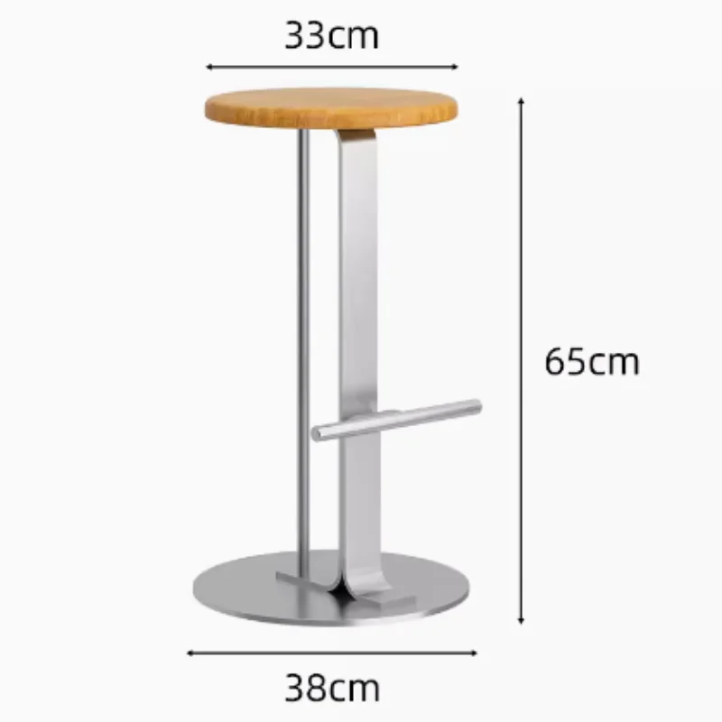 Modern Accent Stool for Kitchen Island Home Bar Decor New Minimalist Wooden Top Bar Stool with Metal Frame