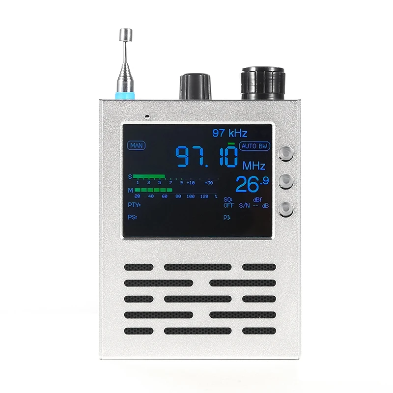 1.2 TEF6686 RDS Full Band FM/MW/Short Wave HF/LW Radio Receiver + 3.2inch LCD +3000MAh Battery + Metal Case + Speaker + Antenna