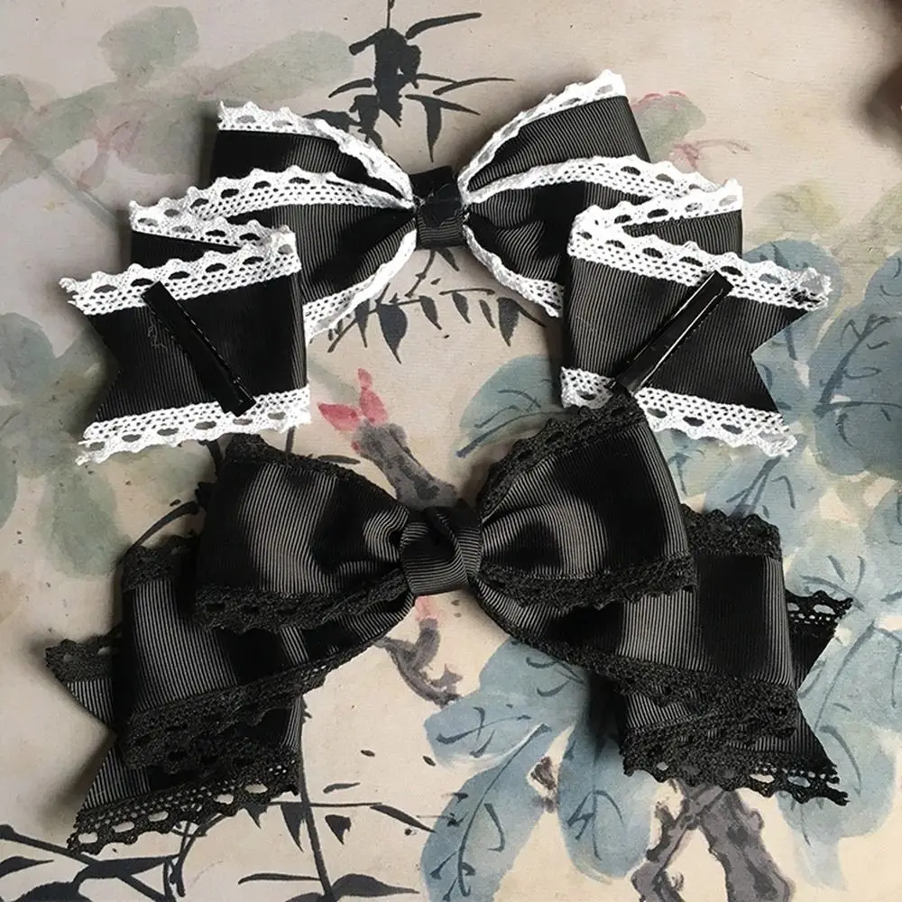 1PC Cute Lolita headband Bowknot Hair Clip Sweet Lolita Cosplay Headdress Lace Ribbon Hairpin Handmade Headwear Anime Hair Decor 5