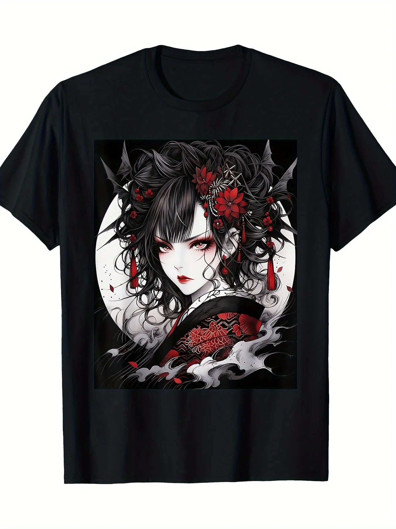 Enigmatic Enchantress Japanese Gothic Girl Graphic Design 220g100% Cotton T-Shirt