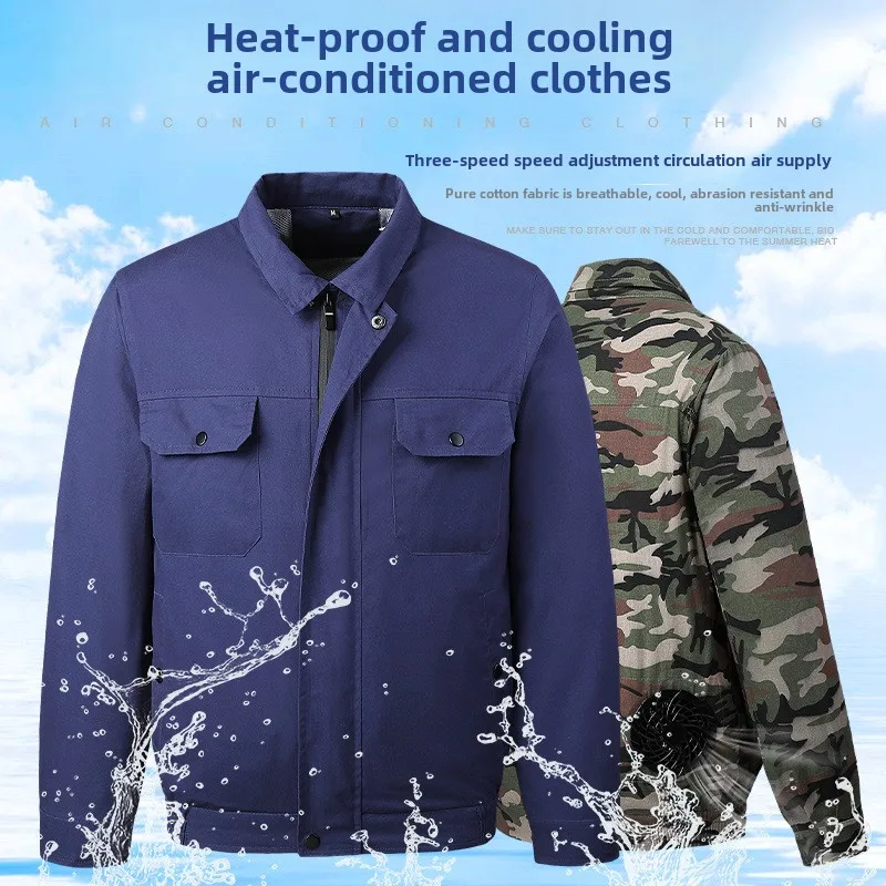 Fan Ice Jacket Men's USB Electric Refrigeration Camouflage Jacket Outdoor Heat Prevention and Cooling Work Labor Protection Coat