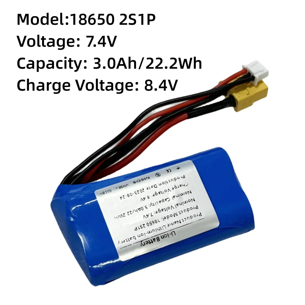 18650 2S1P 7.4V 3000mAh UAV Rechargeable Li-ion Battery Pack for Various RC Airplane Drone Quadrotor XH2.54-3P XT60