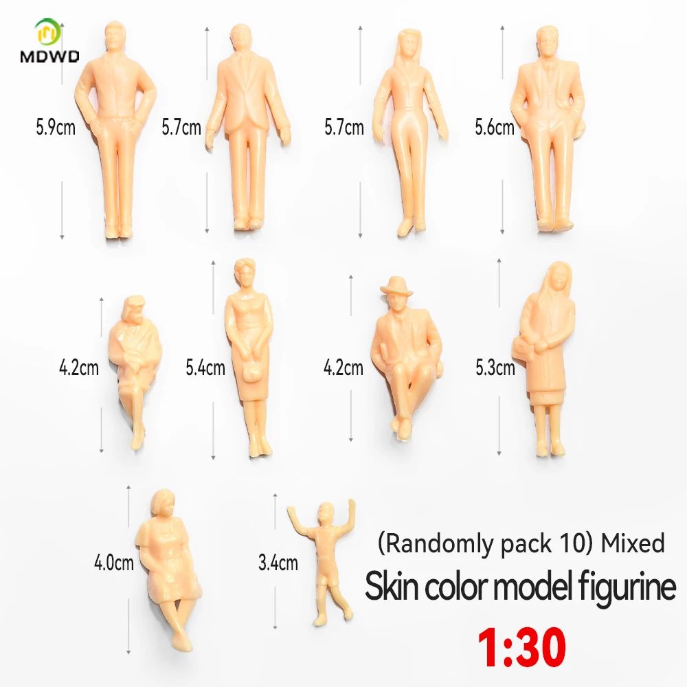 Modelo de construção de mesa de areia 1:30-200, faça você mesmo, cor de pele artesanal, personagem de simulação de pessoa pequena, mini boneca com 10 peças