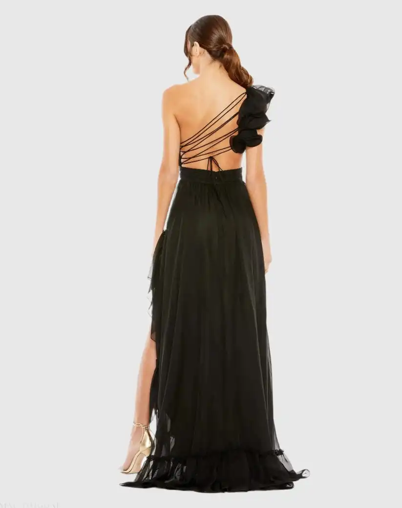 Customized Modern Style Tulle Criss-Cross Pleat Sash Bow A-line One-shoulder Hi-Lo Dresses Bespoke Occasion Dresses High quality
