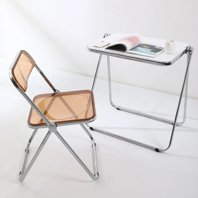 Transparent ，Acrylic fashion Internet celebrity clothing store photo chair Simple household ins dining  Folding chair