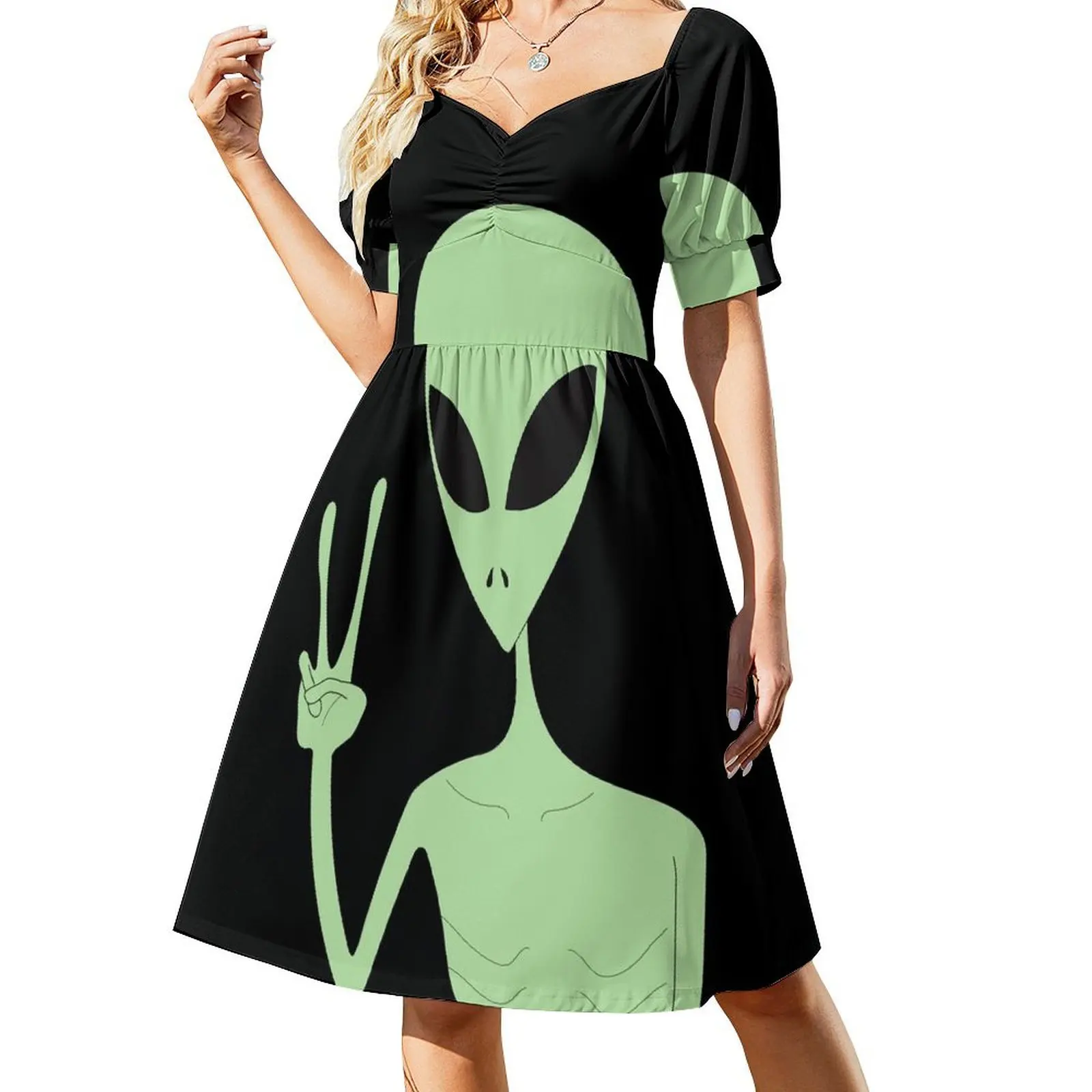 Peace Alien Short Sleeved Dress clothes for women dresses for women elegant dresses plus sizes Dress