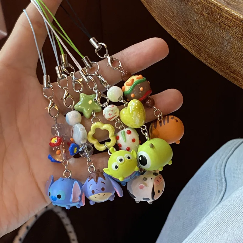 Kawaii Disney Stitch Phone Chain Cartoon Anime Mobile Pendant Creative Styling Backpack Decoration Umbrella Parts Toys Girl Gift