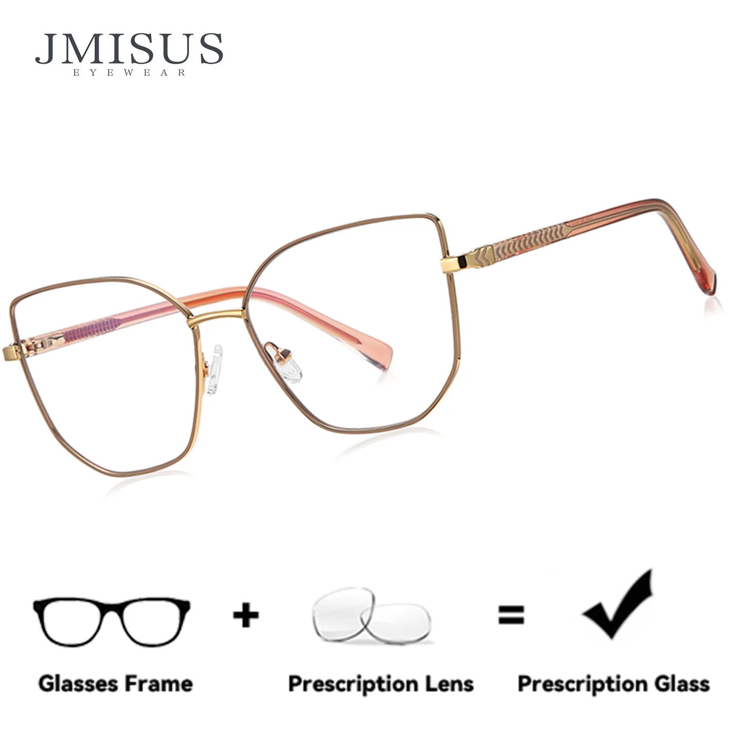 

Модные квадратные очки JMISUS для женщин, высококачественные металлические очки с защитой от синего света, прогрессивные оптические очки