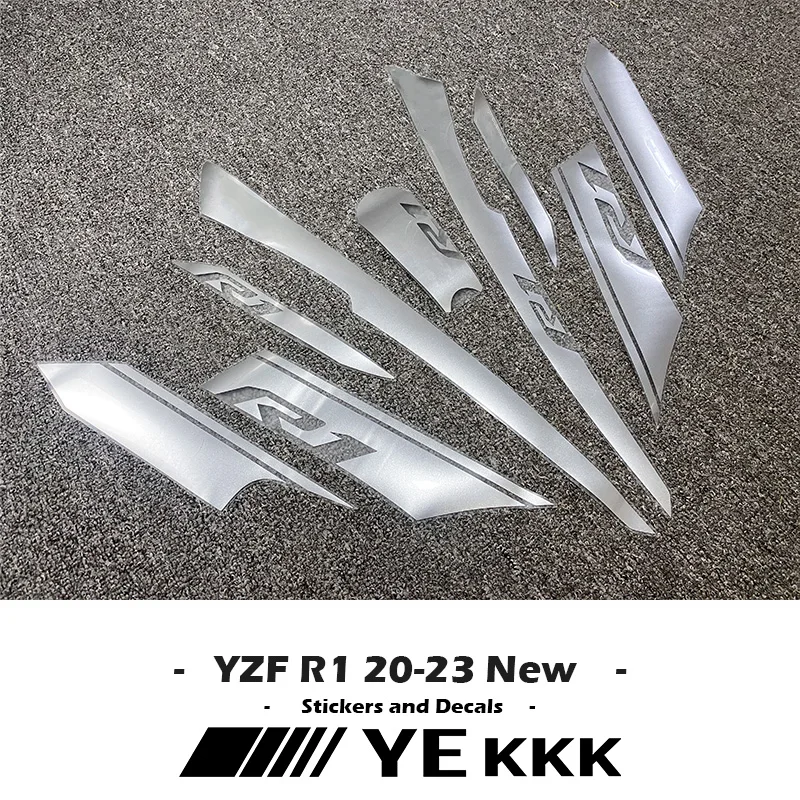 GT Flash Silver  Motorcycle Sticker For YAMAHA YZFR1 R1 YZF-R1M YZF-R1S 2020-2023 Fairing Decal Shell Sticker New