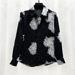 Mens Shirt Small Sequin Starry Sky Shoulder Pad Print Shirt Fashion Personality Temperament Trendy Nightclub Top Men'S Clothing