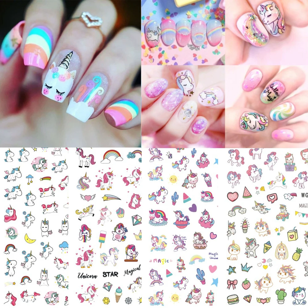 Nail art Aufkleber Herz Liebe Design Valentine Einhorn Kaninchen Dolphin Design Adhesive Nail art Dekoration Nägel Zubehör