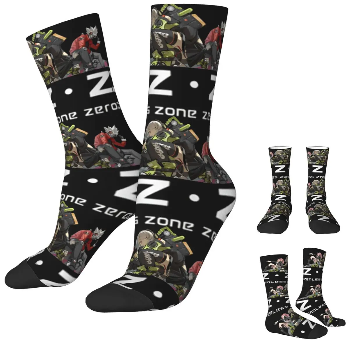 Men Socks Zenless Zone Zero Video Game Stockings Autumn Funny Breathable Socks Pattern Running Anti Bacterial Socks