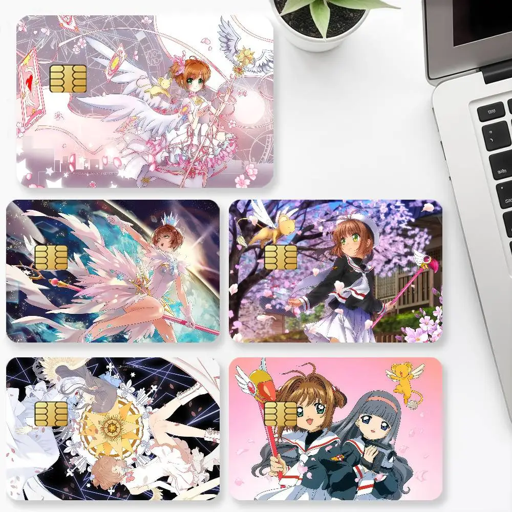 Comic Cardcaptor Sakura Credit Card 4PCS Anti-scratch Waterproof Stickers for Bank Debit Decorative Protection Bus Subway
