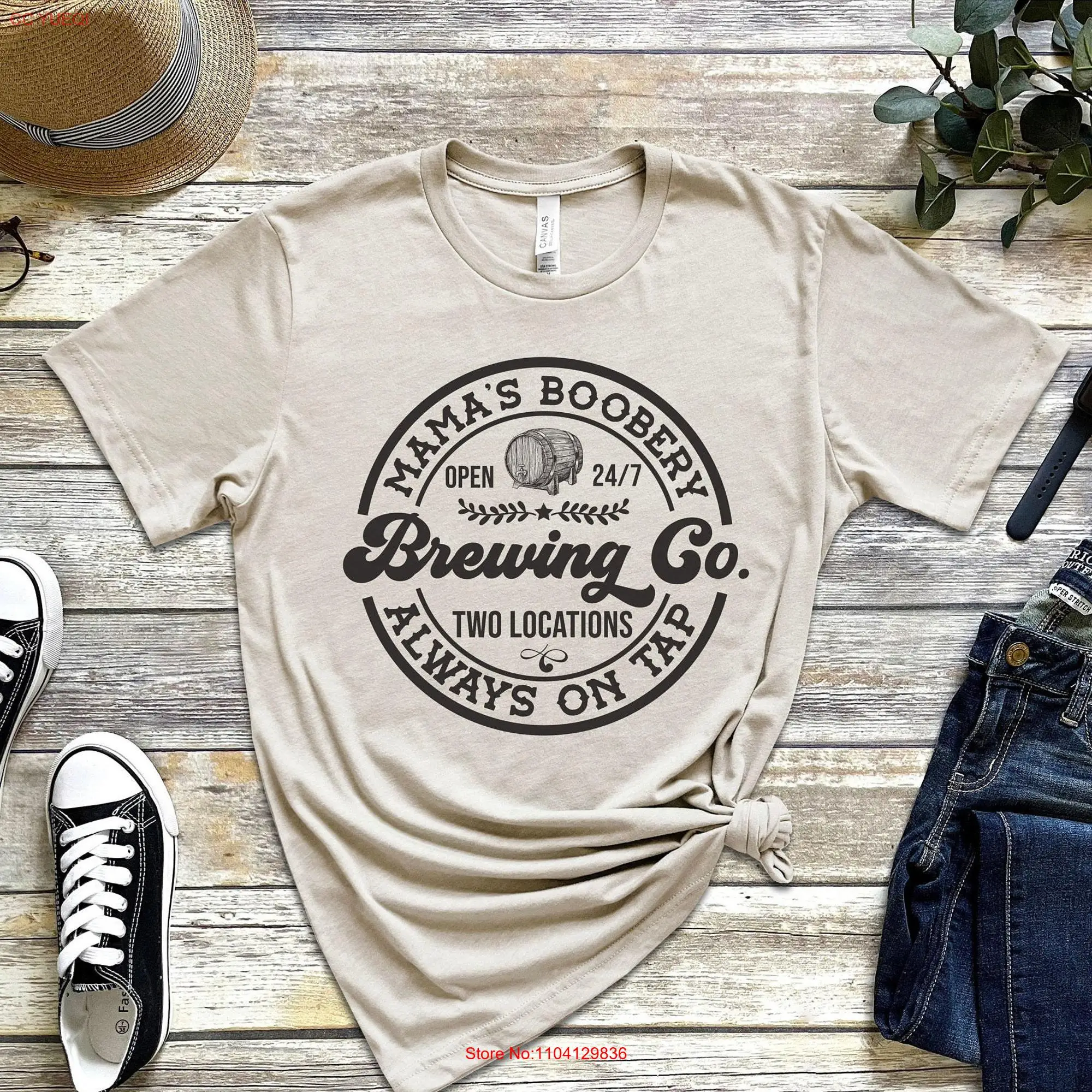 Brewing Co T Shirt Funny Breast Feeding Crewneck Mama's Boobery New Mom Mother's Day long or short sleeves