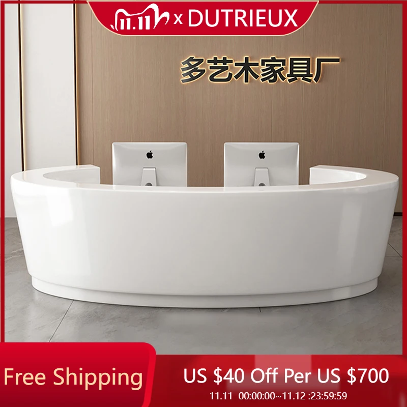 

U Shape Salon Reception Desks White Front Desk Office Welcome Drawers Reception Desks High-end Service Bureau Office Furniture