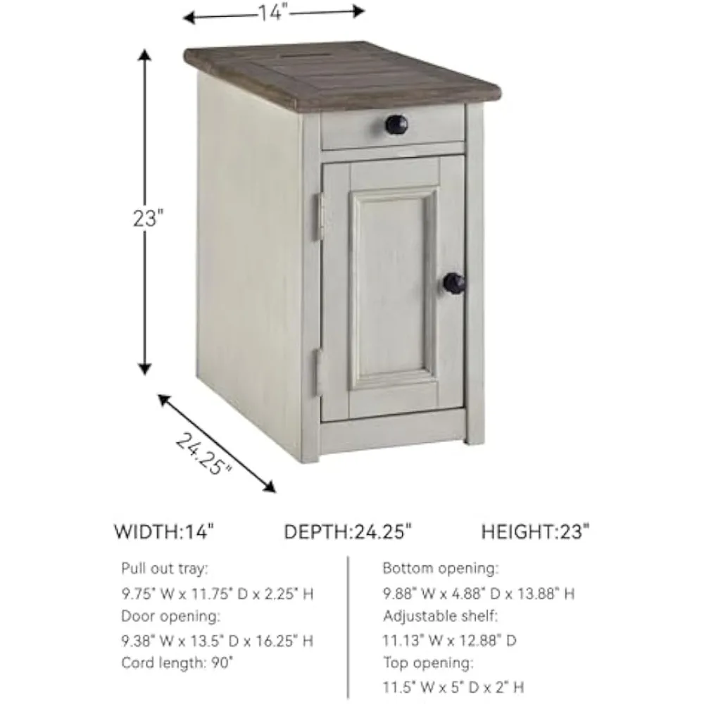 طاولة جانبية لكرسي Ashley Furniture Signature Design-Bolanburg بجانب الكرسي، 14 بوصة عرض × 24 بوصة عمق × 23 بوصة ارتفاع، غسيل أبيض