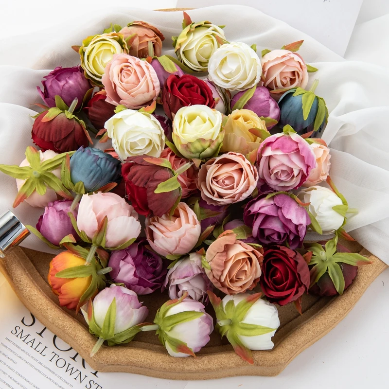 Künstliche Blumen Günstige Scrapbooking Heimdekoration Seiden-DIY-Geschenke Süßigkeitenbox Kuchen Hochzeit Outdoor Kunstrosen Valentinstagskranz – Detail 6