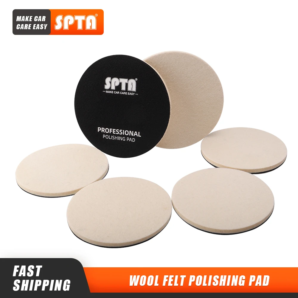 (Bulk Sale) SPTA 1/2/3/4/5/6/7 Inch Wool Polishing Pad Car Glass Metal Buffing Discs for Polisher Waxing Cleaning