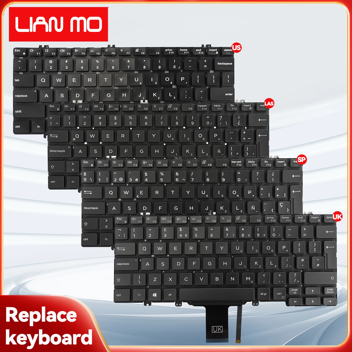 Teclado estadounidense/británico/español/latino español/griego para DELL Latitude 3300 5200 5300 7200 7300 3301 con retroiluminación