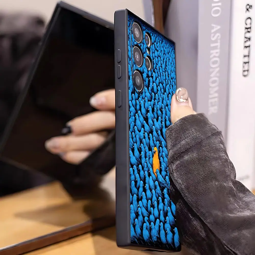 Fashion  trendy Bird colorful Phone Case For Samsung Galaxy S26 S25 S24 S23 S22 S21 Plus Ultra Note20 Soft Black