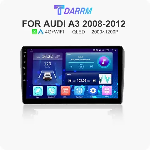 TDARRM 안드로이드 자동차 라디오 멀티미디어 비디오 아우디 A3 2 8P 2003-2013 S3 2 2006-2012 RS3 플레이어 GPS CarPlay 자동 4G Wifi