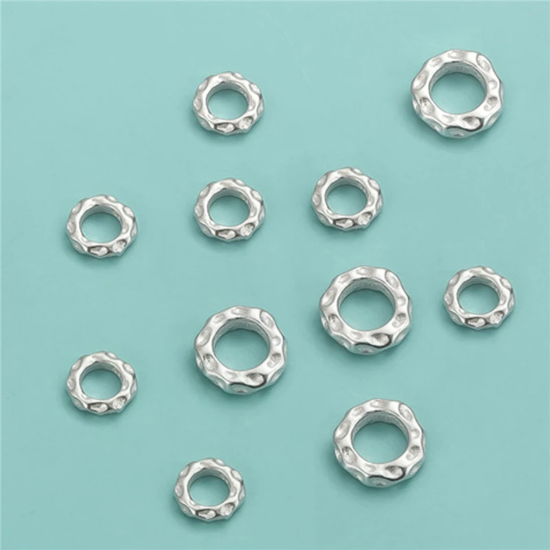 

2pcs Real Authentic 925 Sterling Silver Large Hole Loose Beads for DIY Leather Bracelet Earring Necklace Jewelry Making Supplies