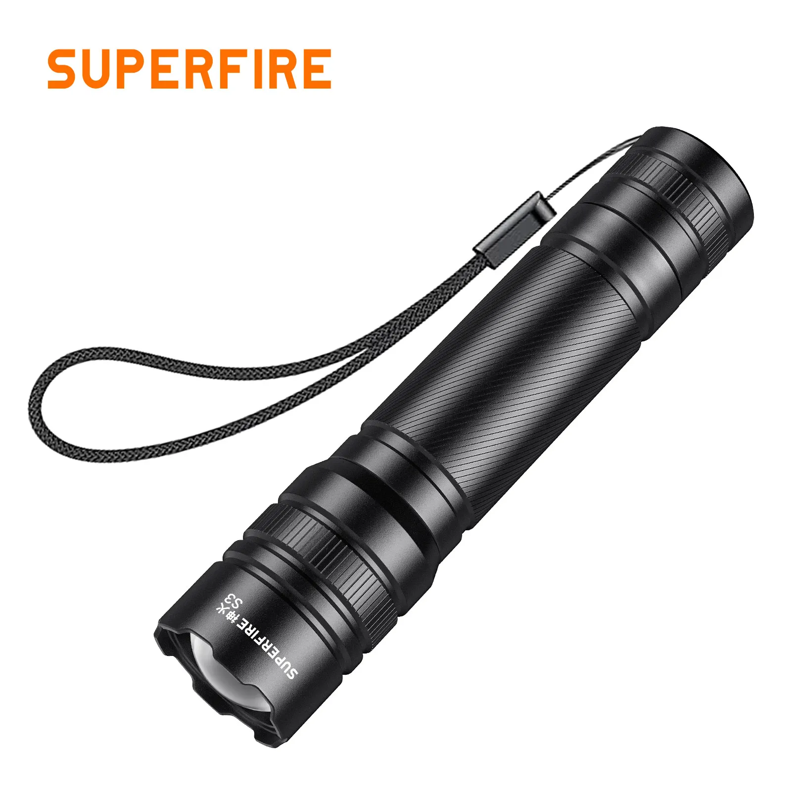 Torcia SUPERFIRE S3 LED EDC 18650 Mini torcia ricaricabile 5 modalità Lanterna esterna zoomabile per lampada da lavoro da campeggio