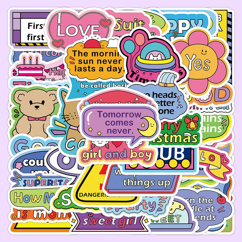 60Piece Original English Short Phrase Stickers - Exquisite Decorative Decals for Notebooks Journals Laptops Giajar Sticker Store