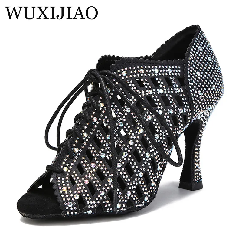 

WUXIJAIO New High Heels Latin Dance Shoes Women Ballroom Dance Training Shoes Tango Salsa Ladys Girls skin Wedding Heels