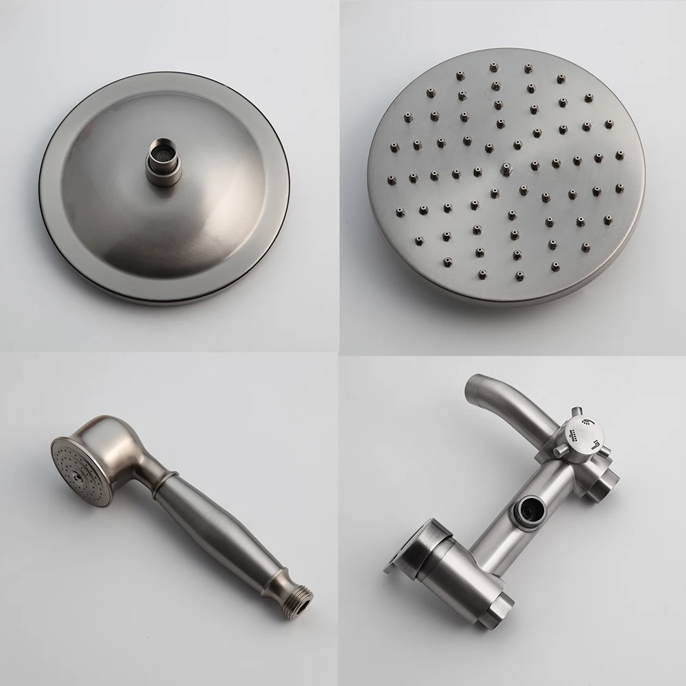 JIENI 8 بوصة النيكل نحى دش صنبور 3 طرق الحائط المطر حوض الاستحمام دش رئيس يده رذاذ الحمام خلاط دش مجموعة