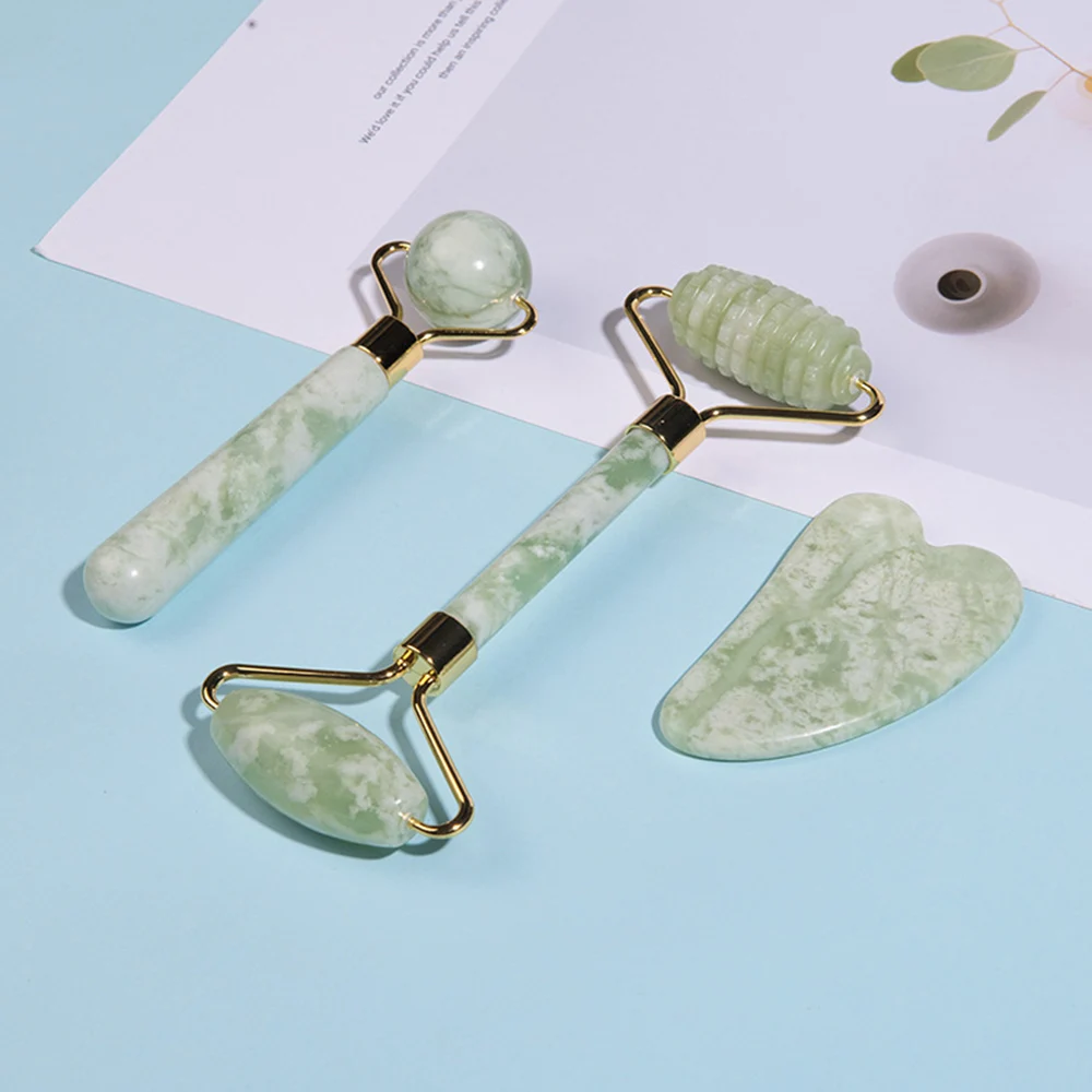 

Shoulder Neck Massager Sodalite Sawtooth Face Roller Natural Stone Body Care Gua Sha Massage Tool acupuncture Health Beauty Set