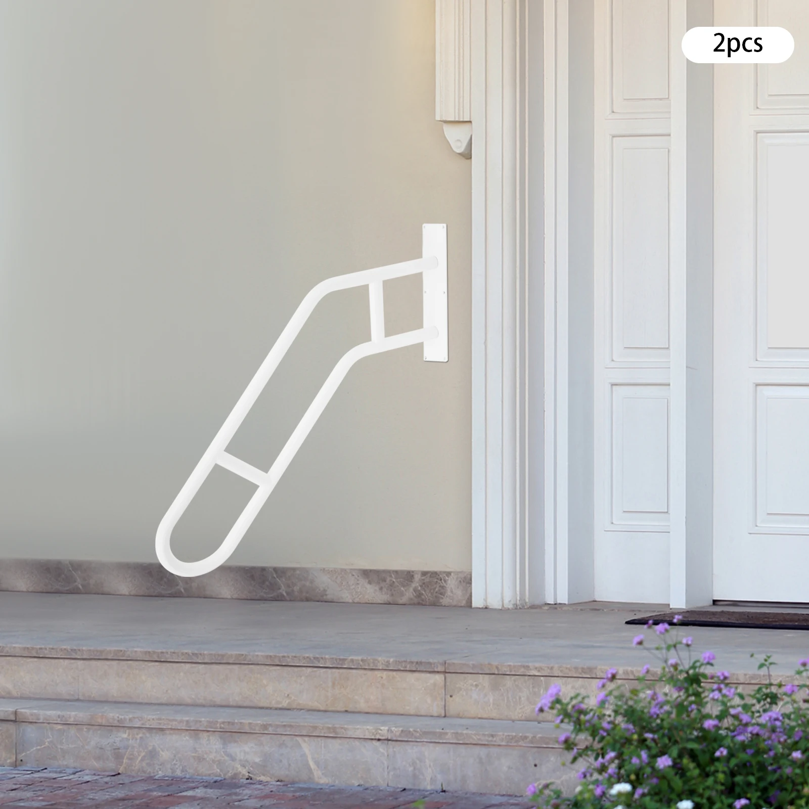 

2 шт., 30-дюймовые поручни для наружных стальных ступеней, белая настенная нагрузка, 136,08 кг, применимые 1-3 ступенек для садовых крыльев