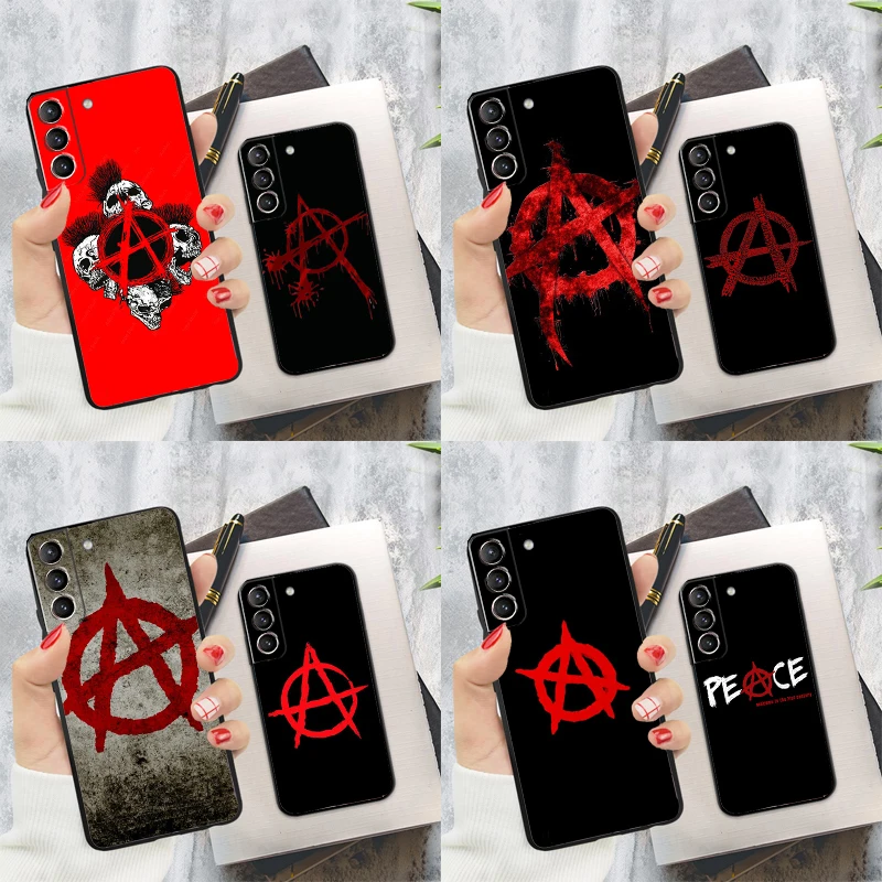 Anarchy Symbol A Phone Case For Samsung Galaxy S22 S23 S24 Ultra S20 S21 S24 FE S9 S10 Plus Note 10 20 Ultra