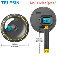 TELESIN Dome Port for DJI OSMO Action 5pro 4 3 Waterproof Housing Case + Floating Handle Grip Bobber for DJI OSMO Action Camera