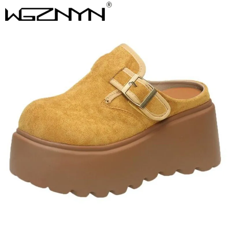 2025 النساء عالية منصة النعال 8 سنتيمتر أسافين بلينغ أحذية امرأة خارج الجلود أحذية رياضية مكتنزة غير رسمية الصيف تنفس النعال #5