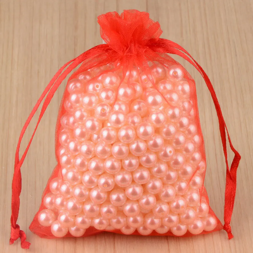 100 stücke 24 Farben Schmuck verpackung Tasche 5*7 7*9 9*12 10*15cm Organza Taschen Geschenk Aufbewahrung Hochzeit Kordel zug Beutel Großhandel