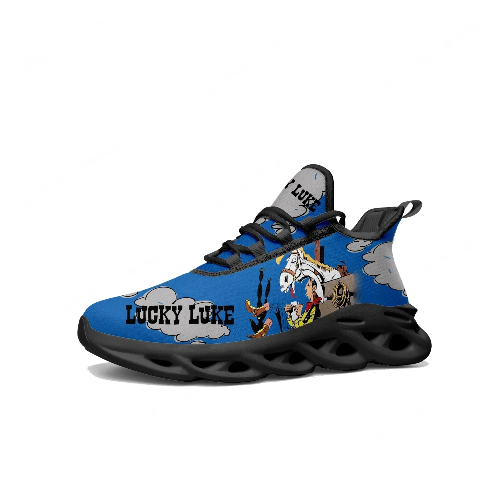 

Кроссовки Lucky Luke Flats для мужчин и женщин, спортивная обувь для бега, высококачественная обувь в стиле ковбойского аниме, на шнуровке, из сетчатого материала.