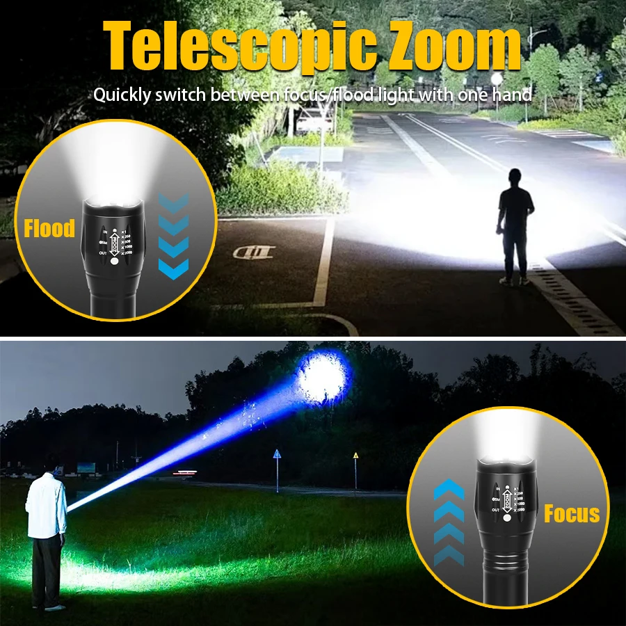 Linterna recargable USB F5 con fuentes de luz duales, luz blanca de 395nm, luz ultravioleta, linterna para acampar y pescar al aire libre