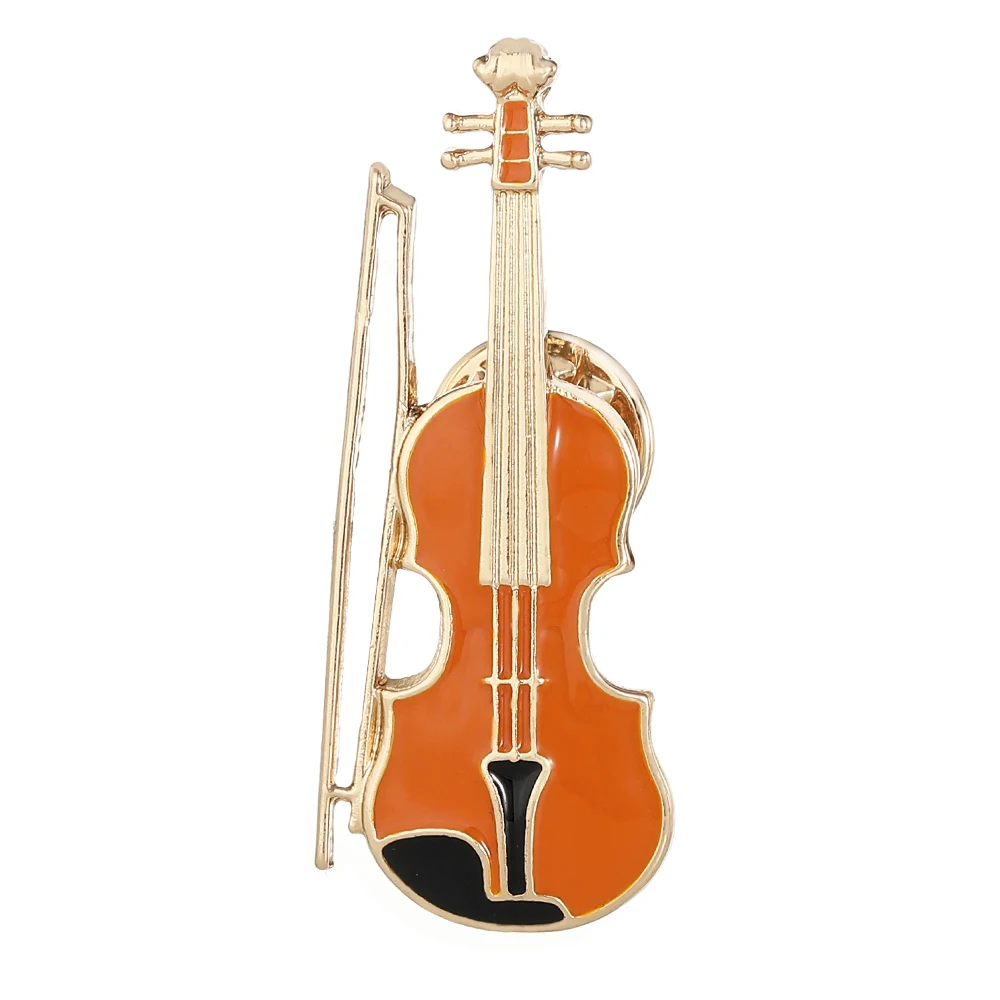 Lustige Musikinstrumente Emaille-Broschen Trompete Klarinette Saxophon Geige Geformte Goldene Anstecknadeln Symphonieorchester-Abzeichen
