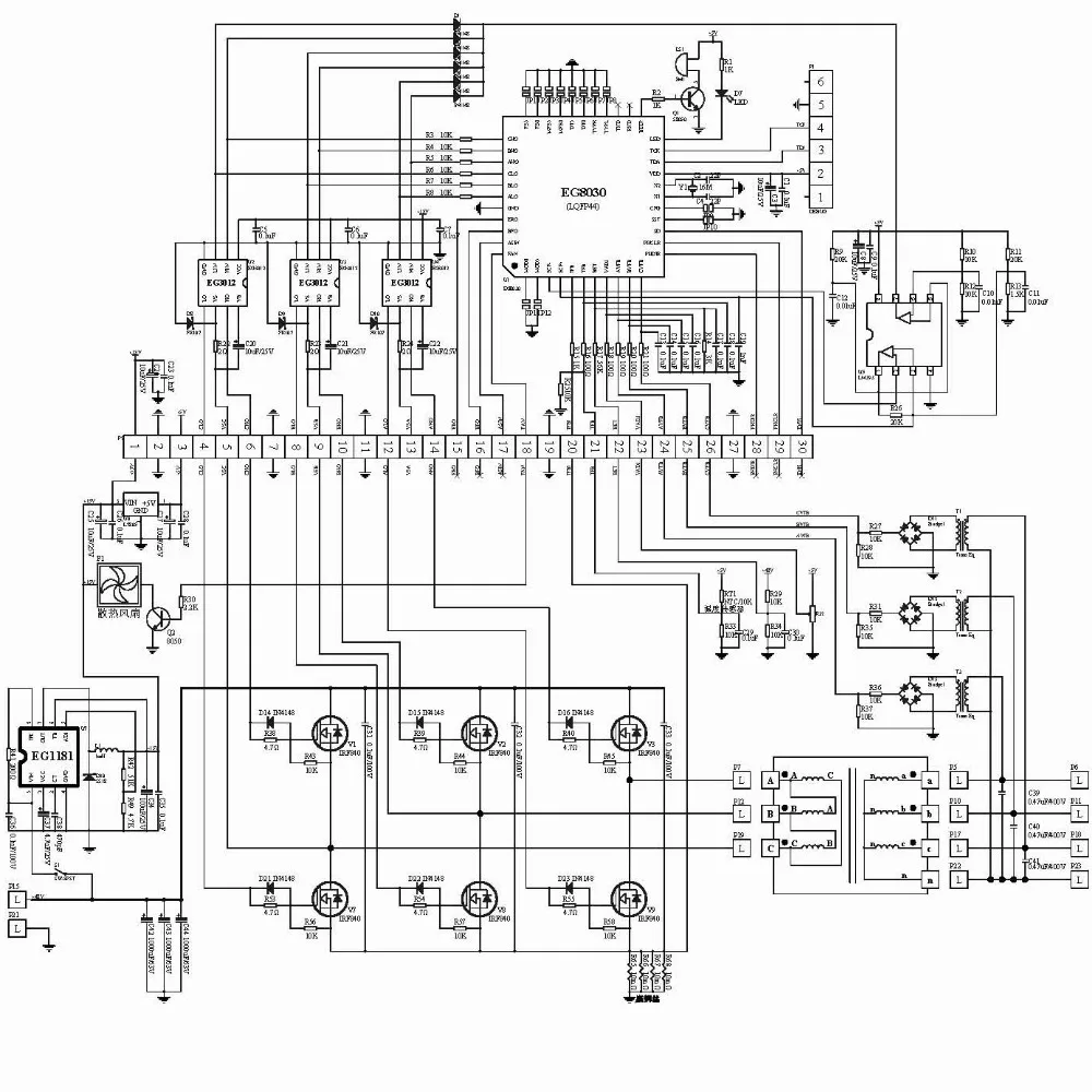 1pcs EGP3000W Three-Phase Inverter Pure Sine Wave Power PCB Empty Board EG8030 for DIY