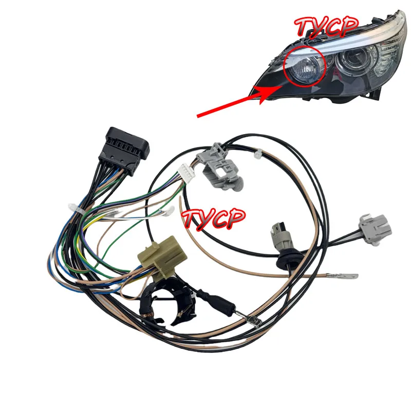 

Подходит для BMW 5 серии E61 E60 525 523 530 2008-2010, жгут проводов передней фары, штекер жгута проводов фар gr