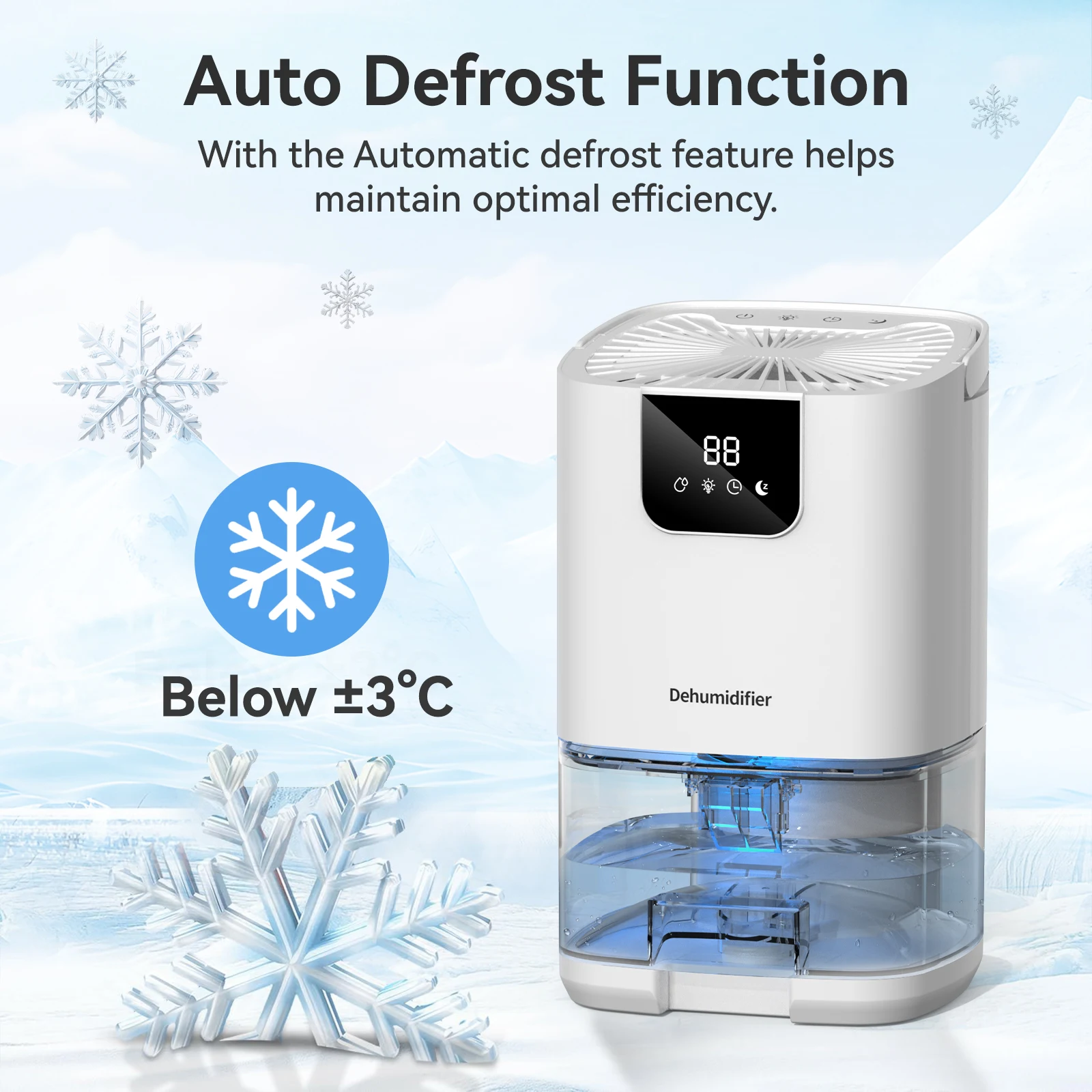 Upgraded version, Ten Night Light 1000ml portable small dehumidifier, with handle, easy to carry