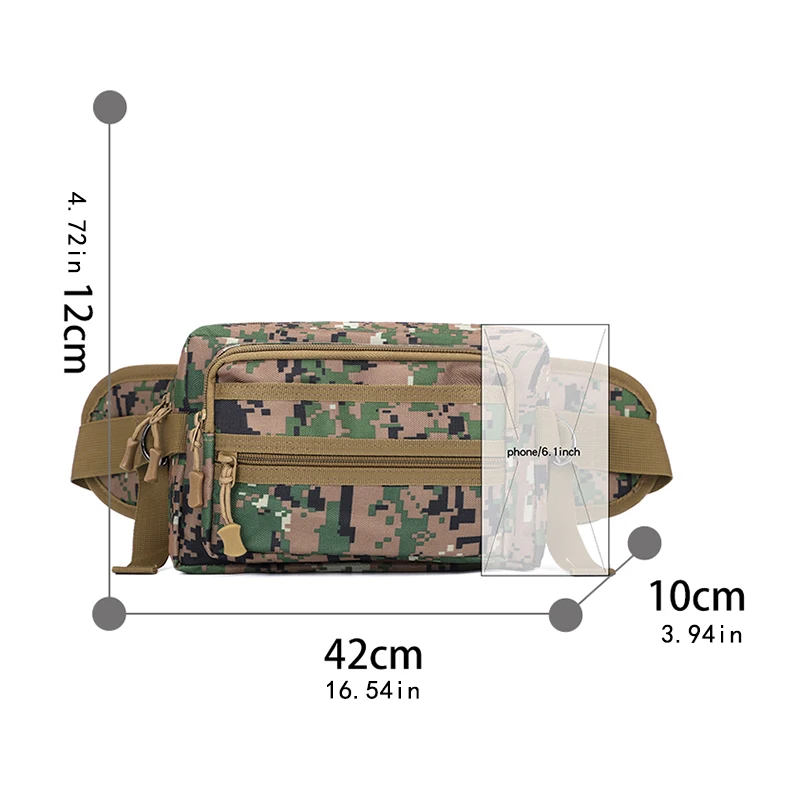 حقيبة خصر تكتيكية للرجال - حقيبة حزام متعددة الأقسام للخصر قابلة للتعديل، مغامرة خارجية، حقيبة تخزين آمنة، معدات المشي لمسافات طويلة
