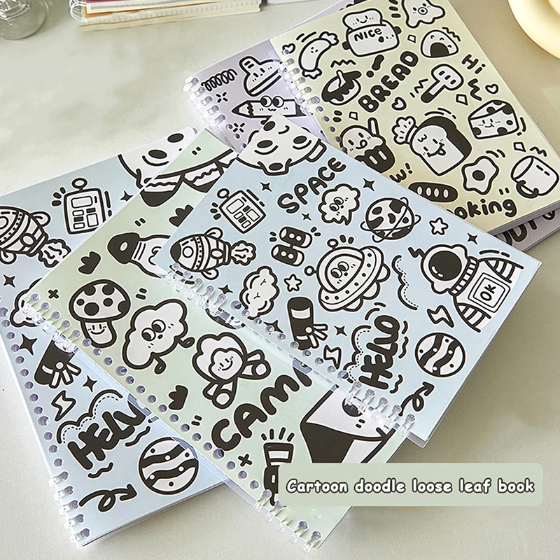 Cartoon Graffiti B5 libro a fogli mobili Ins Style Notebook Cute A5 Hand Ledger core taccuino riutilizzabile linea orizzontale Notebook