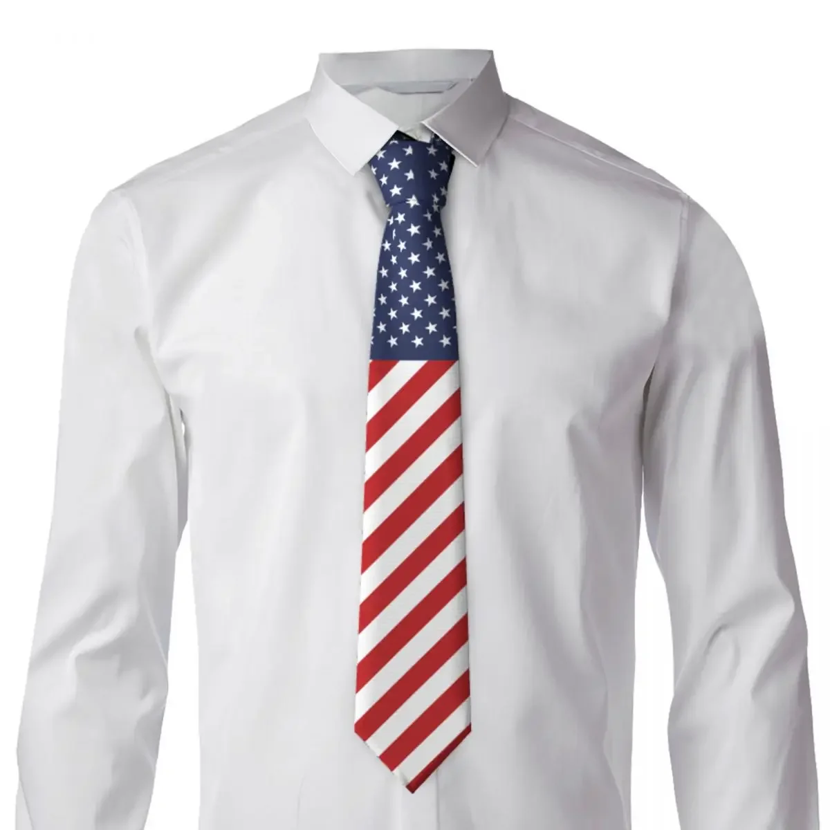 

Flag Of United States USA Tie Emblem Cute Funny Neck Ties For Male Leisure Great Quality Collar Tie Custom Necktie Accessories